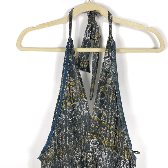 IRO Toledo Snake Print Halter Top Silk Sz‎ 34 EU / 2 US Ruffle Hem V-Neck - Picture 7 of 10
